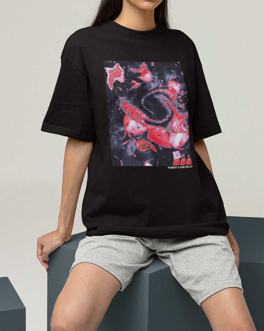 [Wearing the Art_ Kim Hello ] Oversized Streetwear Art printing T-shirts Casual