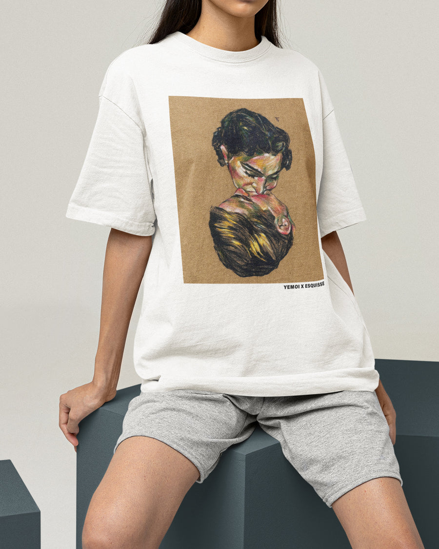 [Wearing the Art_ Esquisse] Oversized Streetwear Art printing Casual T-shirts